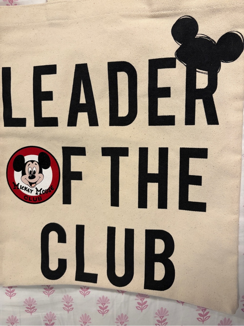 Mickey Mouse Club Canvas Tote Bag - Cream & Black